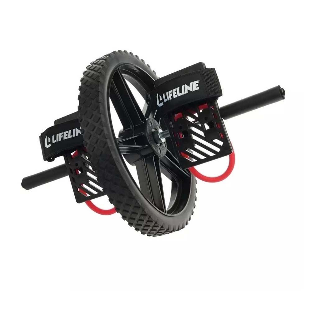 Lifeline Fitness 13" Ab Wheel Core Trainer Kit Roller + Foot Platforms Straps